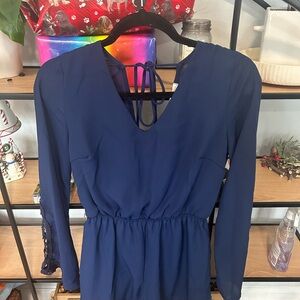 Elegant Navy Blue Women's Romper